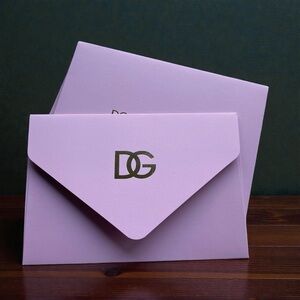 Dolce&Gabbana 6x4 Pink greeting card and envelope with gold logo -New
